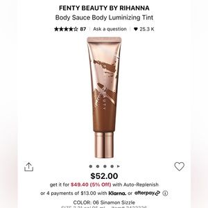 Nib Fenty body sauce body aluminizing tint in Sinamon sizzle